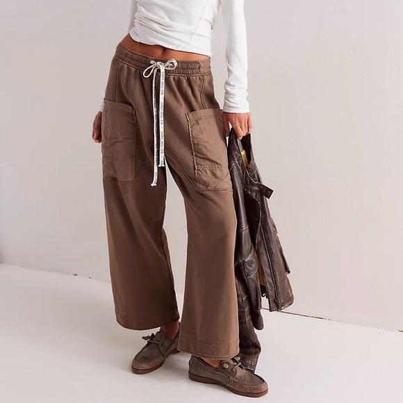 Free People We The Free Jet Set Knit Pull-On Pants in Brown Bear | XL | EUC - Picture 14 of 16